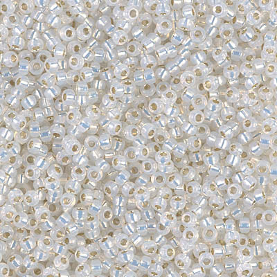 0551 - 50g Size 11/0 Miyuki seed beads in Gilt lined White Opal