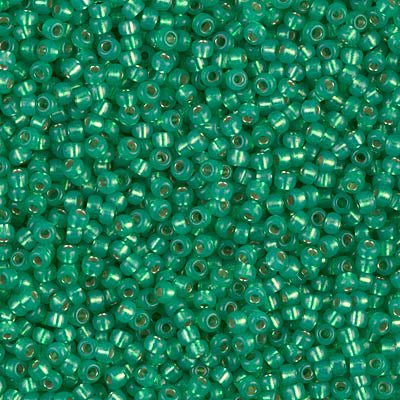 0646 - 5g Size 15/0 Miyuki seed beads in Silver lined Dark Mint Green