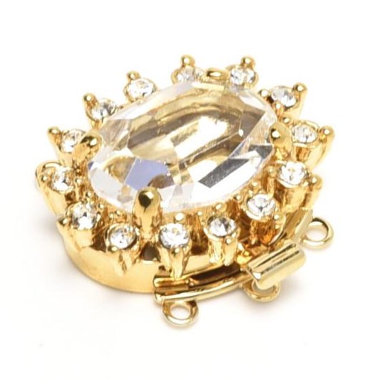 Neumann Gold clasp with Oval Crystal and 3 rows 13912 - 21mm