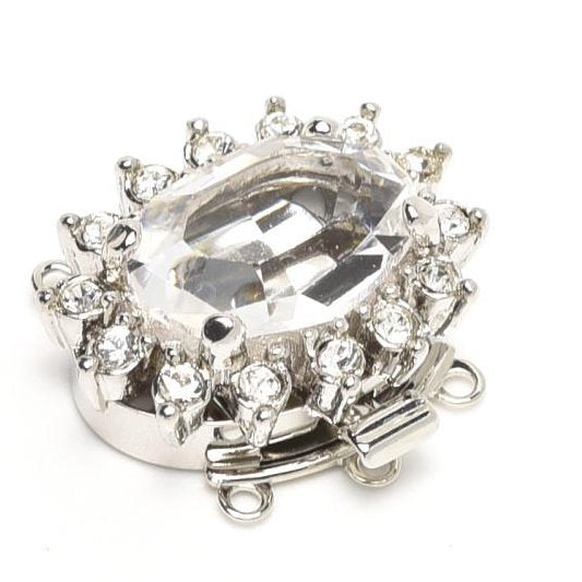 Neumann White Bronze clasp with Oval Crystal and 3 rows 13912 - 21mm