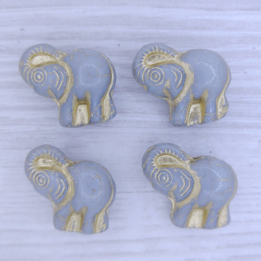 Elephant bead in Grey with Gold (22x20mm)