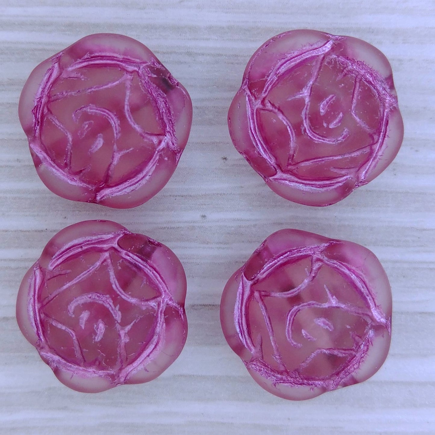 2 x 16mm Rose flowers in Rose with Pink Lustre