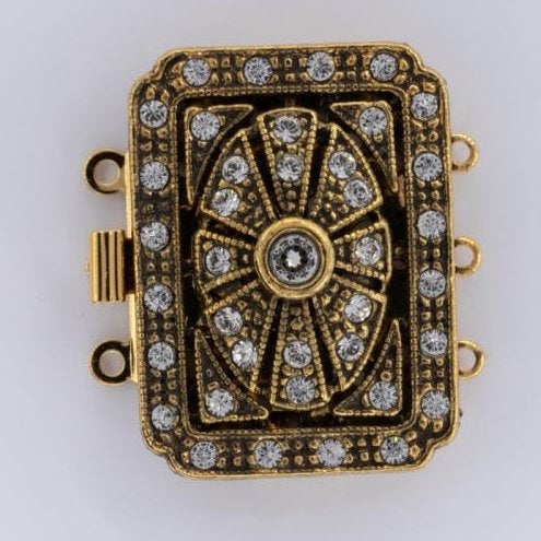 Neumann Antique Gold clasp with 3 rows 14461 - 26x20mm
