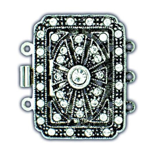 Neumann Antique White Bronze clasp with 3 rows 14461 - 26x20mm