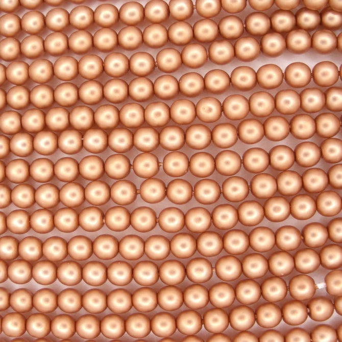 120 x 4mm round pearls in Tawny Satin