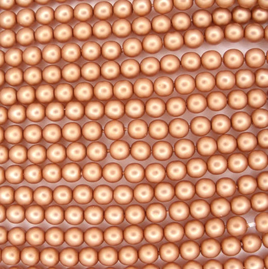 120 x 4mm round pearls in Tawny Satin