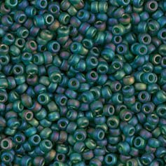 0156FR - 50g Size 8/0 Miyuki seed beads in Matt Dark Emerald AB