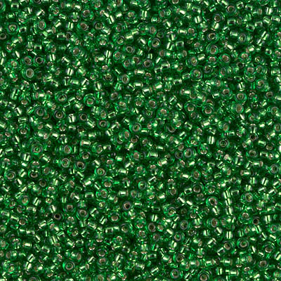 0016 - 5g Size 15/0 Miyuki seed beads in Silver lined Green