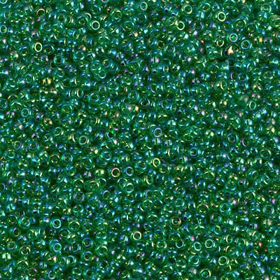 0179 - 5g Size 15/0 Miyuki seed beads in Transparent Green AB
