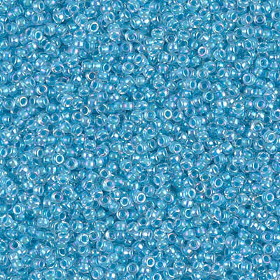 0278 - 5g Size 15/0 Miyuki seed beads in Aqua lined Crystal AB