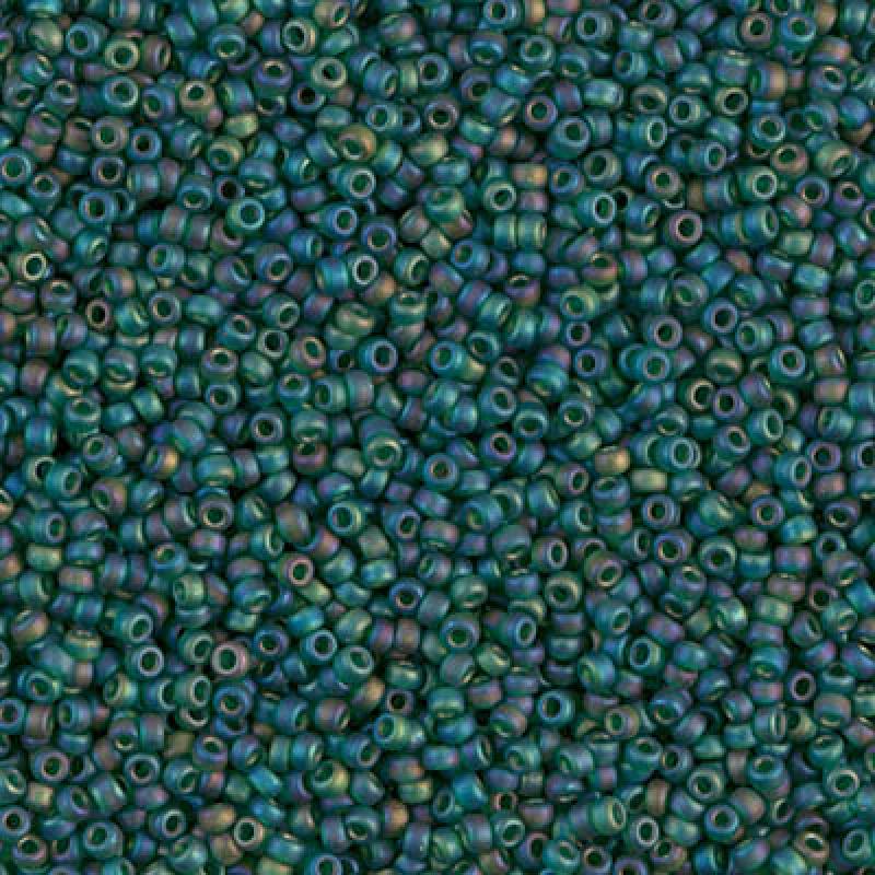 0156FR - 5g Size 15/0 Miyuki seed beads in Matt Transparent Dark Emerald AB