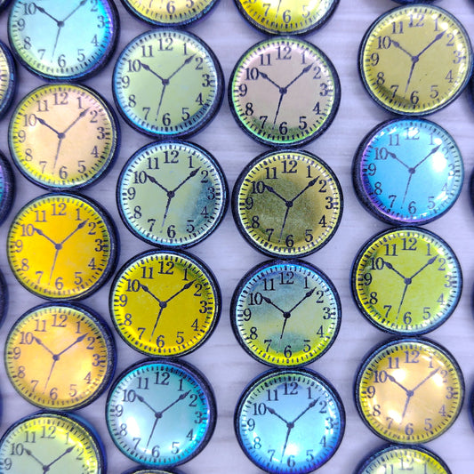 8 x 16mm disc beads in Black with laser etched Watch Face