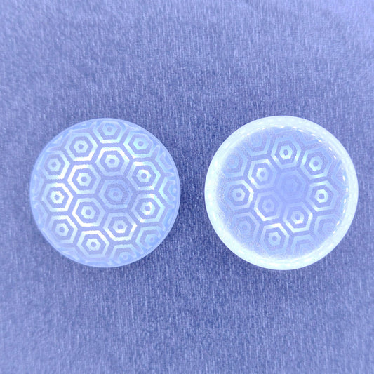 18mm Flatback Cabochon in Crystal with Small Hexagon