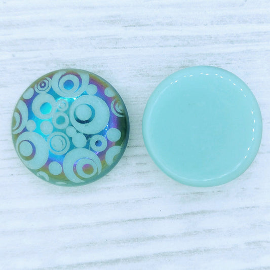 18mm Flatback Cabochon in Jade with Dots