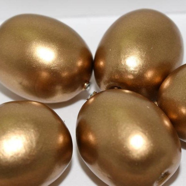 001 - Paper Mache olive bead in Gold (24x18mm)