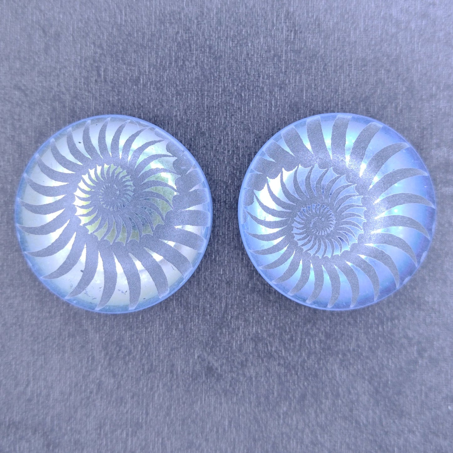 25mm Flatback Cabochon in Light Blue with Shell