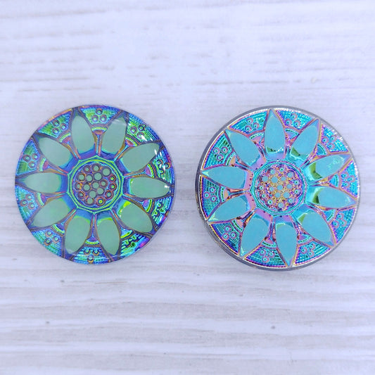 2932 - 23mm Flower cabochon in Light Bermuda