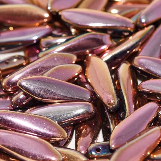 10 x two hole daggers in Full Capri Rose (5x16mm)