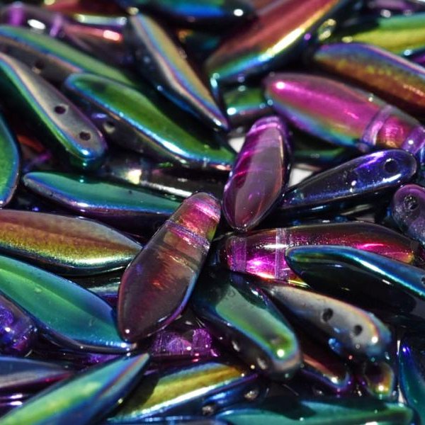 10 x two hole daggers in Magic Blue (5x16mm)