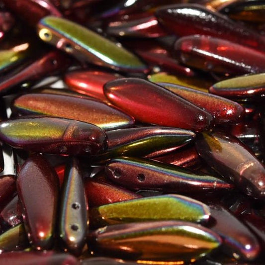 10 x two hole daggers in Magic Wine (5x16mm)