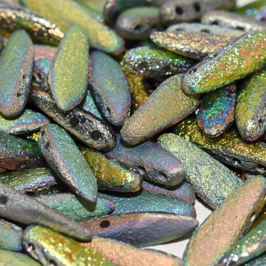 10 x two hole daggers in Etched Full Vitrail (5x16mm)