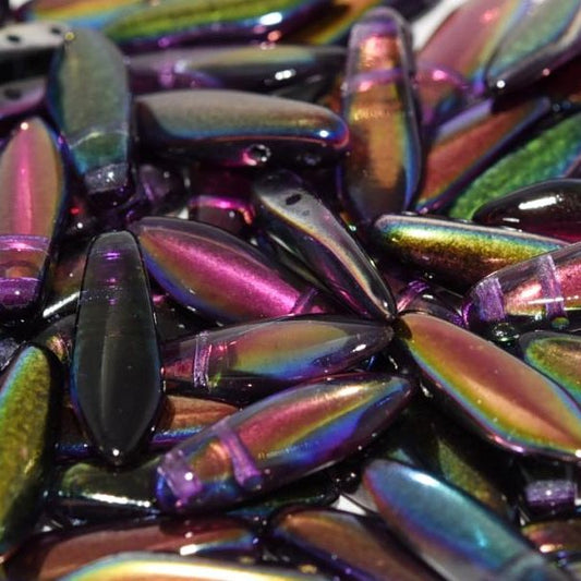 10 x two hole daggers in Magic Purple (5x16mm)