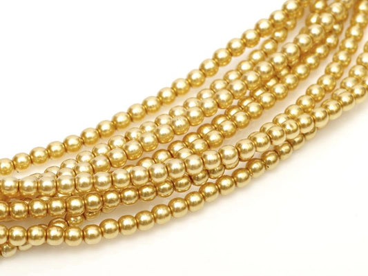 120 x 4mm round pearls in Light Gold