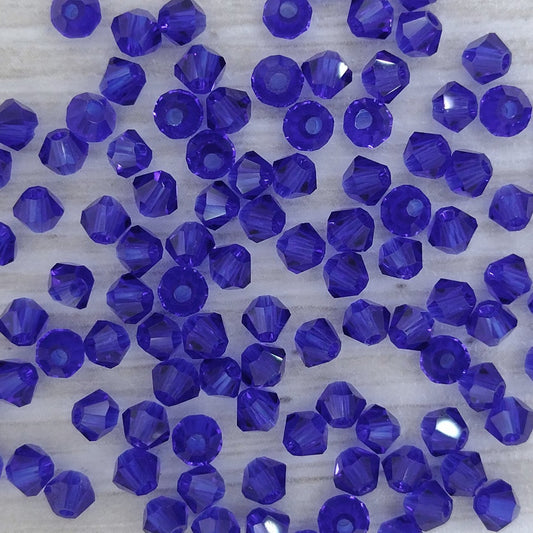 50 x 3mm bicones in Cobalt (Aurora)