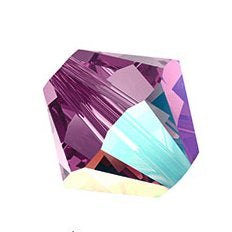24 x 4mm bicones in Amethyst AB (Preciosa)