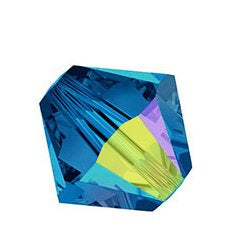 24 x 4mm bicones in Capri Blue AB (Preciosa)