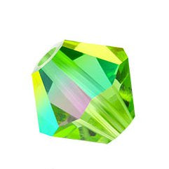 24 x 4mm bicones in Peridot AB (Preciosa)
