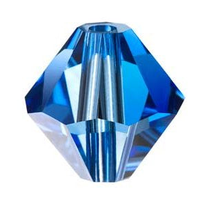 24 x 3mm bicones in Sapphire (Preciosa)