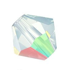 24 x 4mm bicones in White Opal AB (Preciosa)