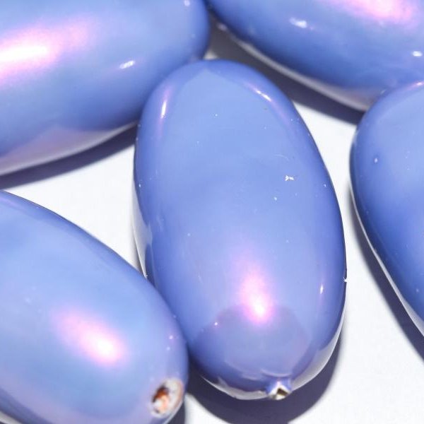 223 - Paper Mache olive bead in Amethyst Pearl (40x18mm)