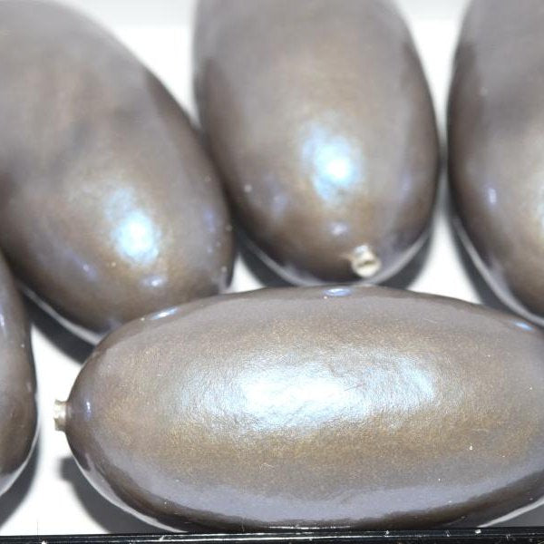 209 - Paper Mache olive bead in Brown Pearl (40x18mm)