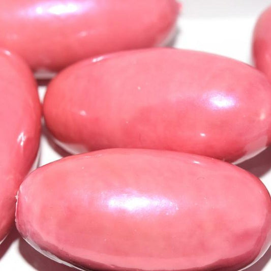 205 - Paper Mache olive bead in Cranberry Pearl (40x18mm)