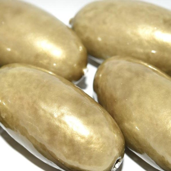 222 - Paper Mache olive bead in Light Brown (40x18mm)