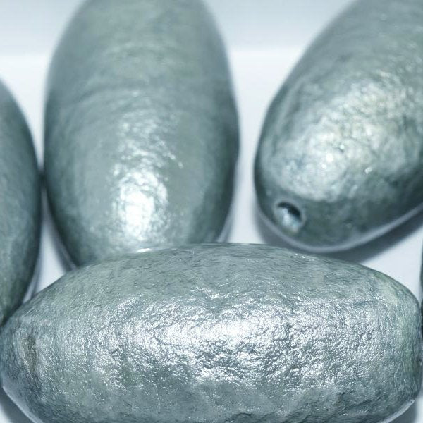 803 - Paper Mache olive bead in Periwinkle (40x18mm)