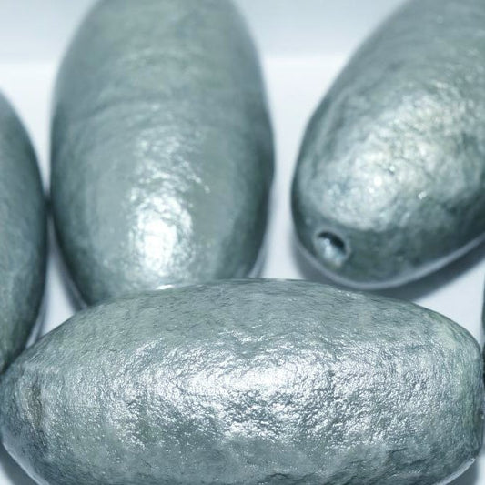 803 - Paper Mache olive bead in Periwinkle (40x18mm)