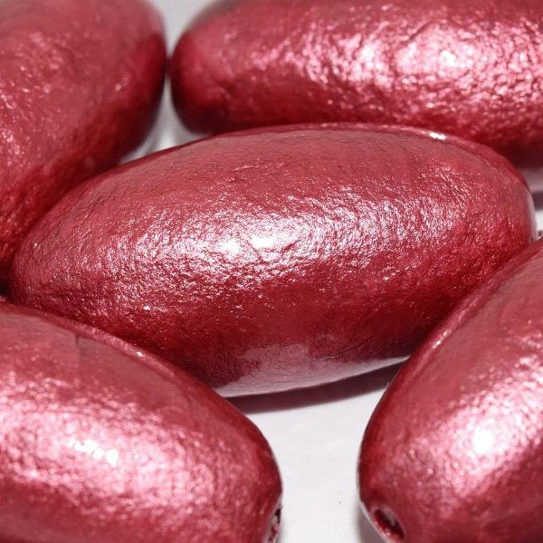 817 - Paper Mache olive bead in Rose Pink (40x18mm)