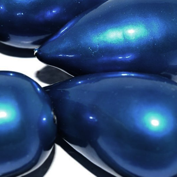 212 - Paper Mache drop bead in Dark Blue Pearl (40x23mm)