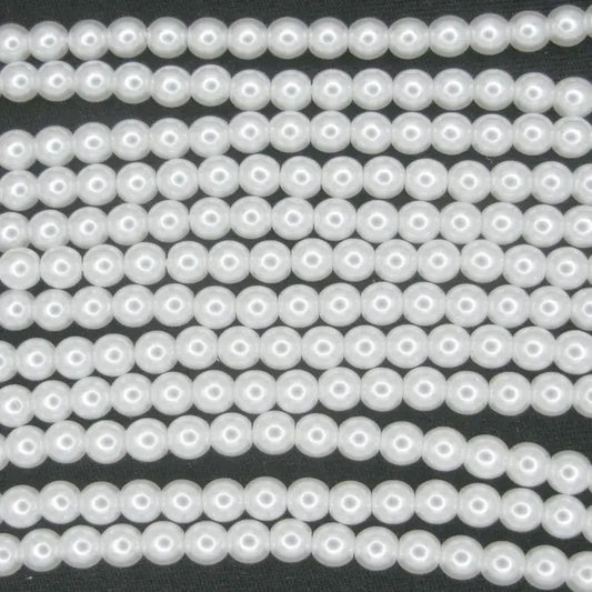 50 x 4mm round pearls in Bright White