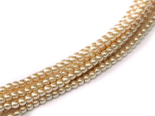 120 x 4mm round pearls in Pale Desert Sand