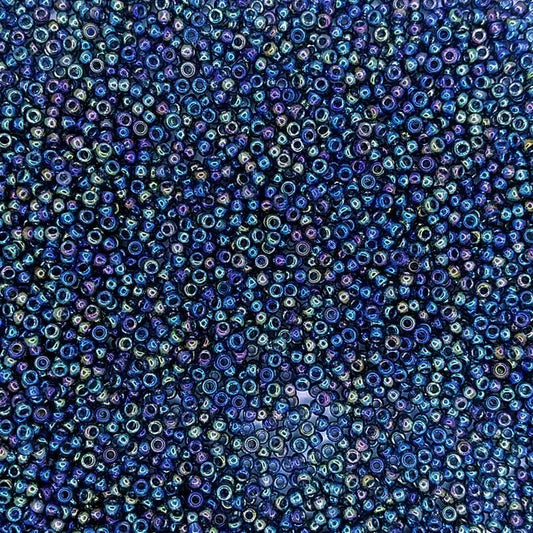 2459 - 50g Size 11/0 Miyuki seed beads in Transparent Dark Blue Rainbow Lustre