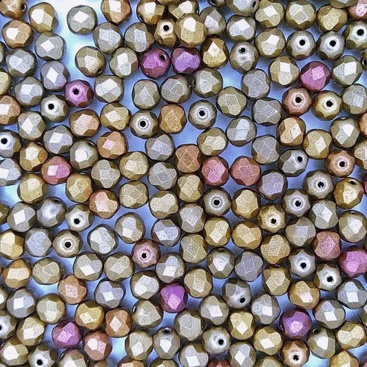 50 x 6mm faceted beads in Metallic Mix