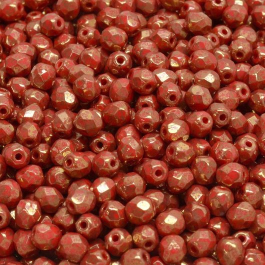 50 x 4mm faceted beads in Coral/Teracotta Purple