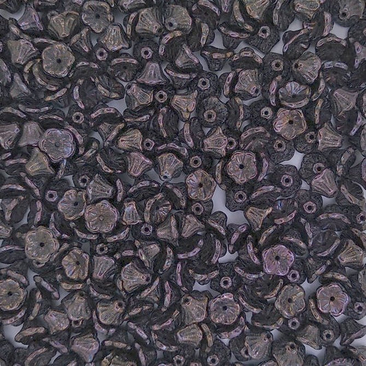 25 x flower cups in Black Iris (7x5mm)