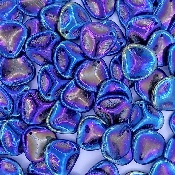 10 x large rose petals in Black Iris Rainbow (14x13mm)