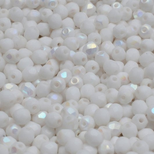 50 x 4mm faceted beads in Matt White AB