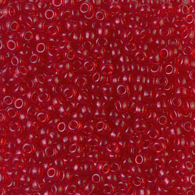 0140 - 10g Size 8/0 Miyuki seed beads in Transparent Red Orange